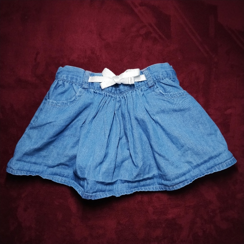 Soft Cotton Denim Skirt w/Pockets